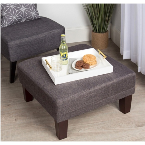 Kate & Laurel White Lipton Decorative Tray Polished Handles 16 x 16” - Picture 2 of 9